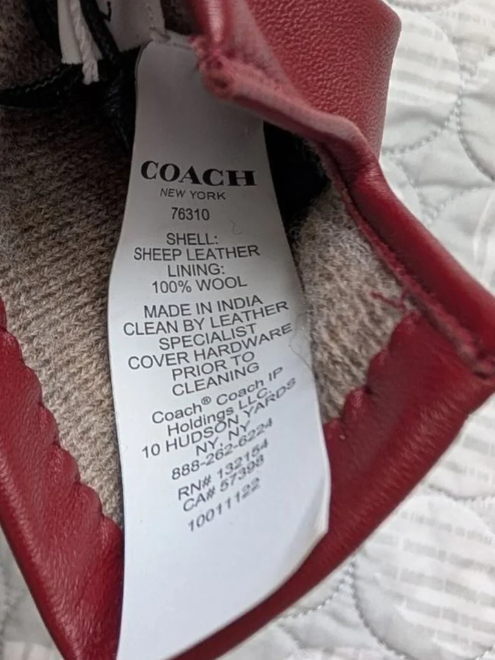 Coach 76310 Horse And Carriage Tech Glove - Red Size 7 NWT